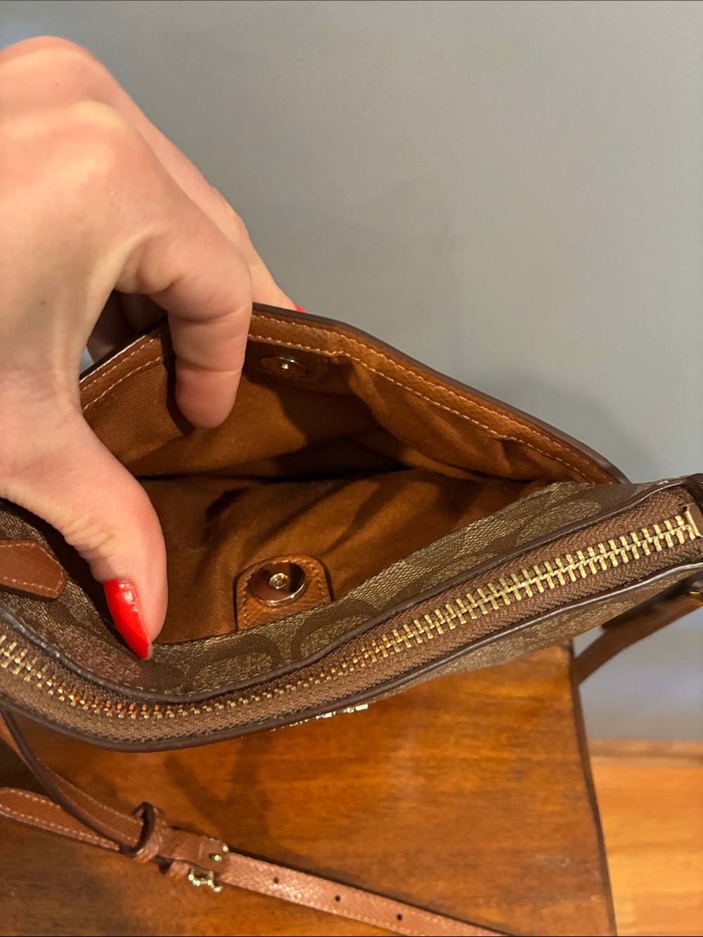 Coach Tan Signature Crossbody Bag - Picture 5 of 9